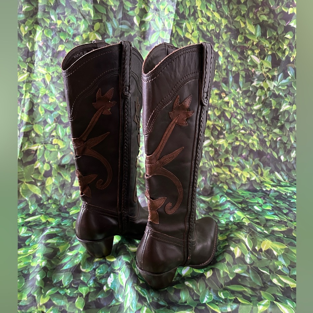 White Mountain Dark Brown + Bronze Leather Western Heeled Boots - Picture 5 of 15